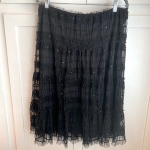 SOLD - Studio M by Max Studio Black Mesh Lace Midi Skirt